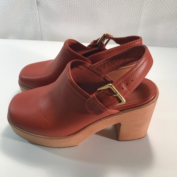 Charlotte Stone Leather Platform Mules - Rust - Picture 7 of 11